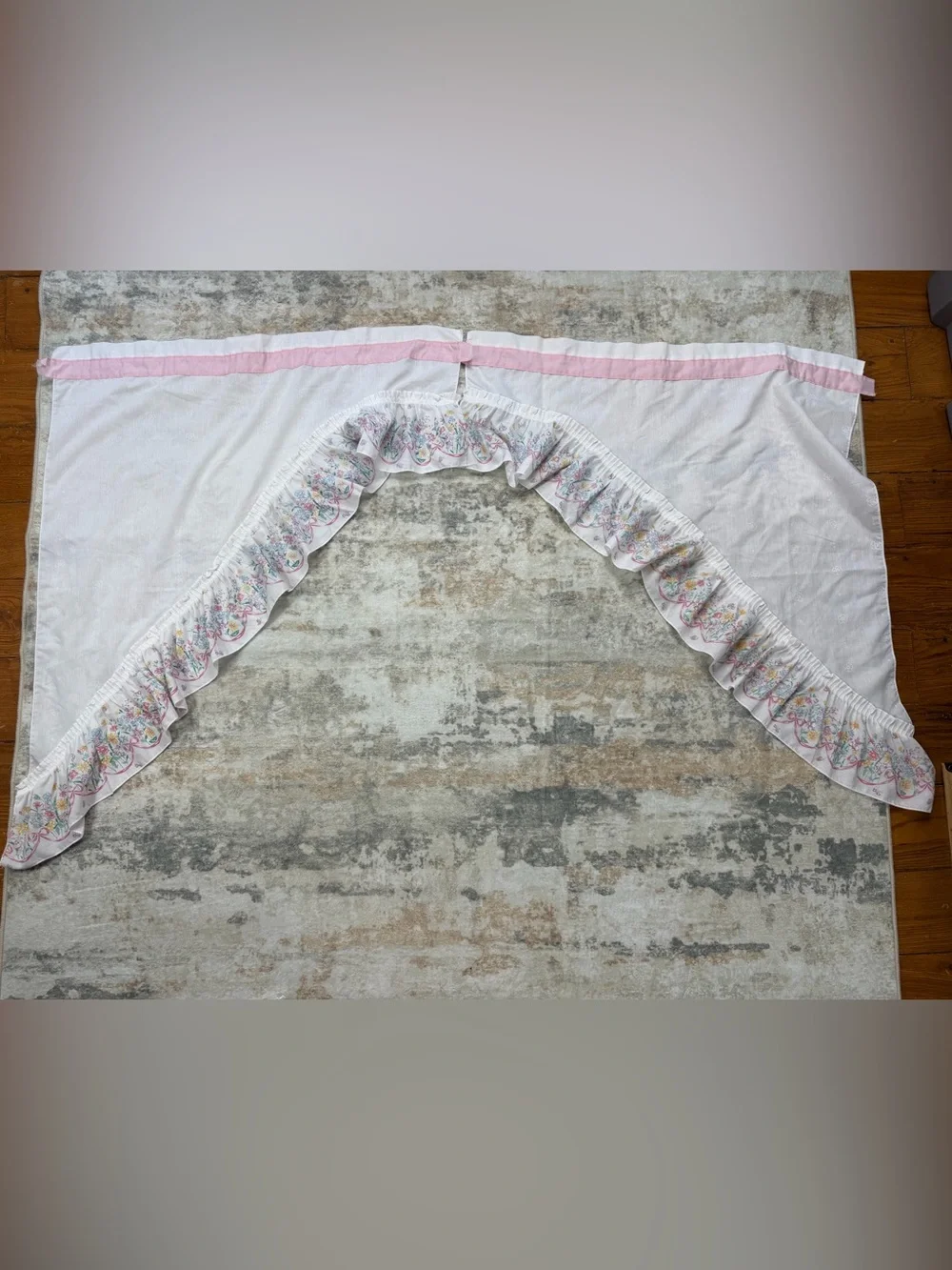 VTG Window Cafe Valance Shabby Chic Cottagecore Butterflies bows flowers